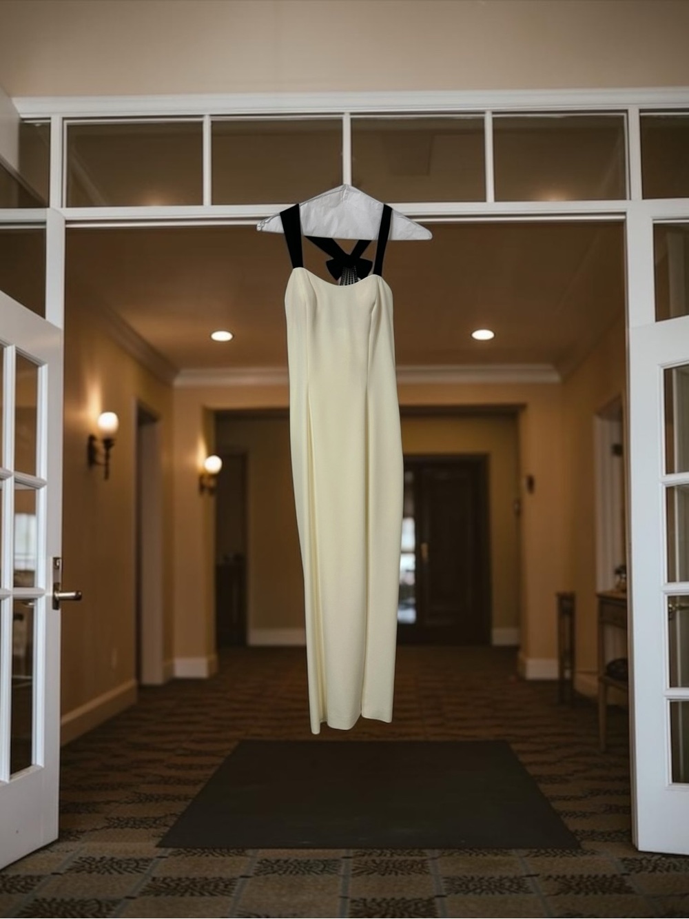Niteline Cream Maxi Dress with Black Straps